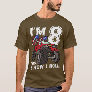 T-shirt 8 Years Old Boy Monster Truck 8th Birthday