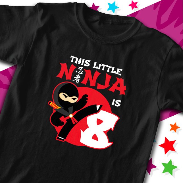 T-shirt 8e anniversaire 8 ans Enfants Party Little Ninja 8 (Créateur téléchargé)