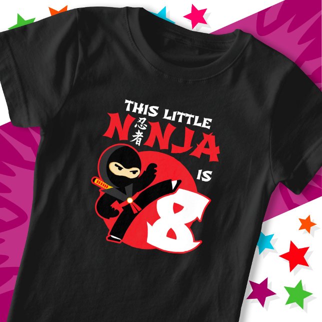 T-Shirt 8e anniversaire 8 ans Enfants Party Little Ninja 8 (Créateur téléchargé)