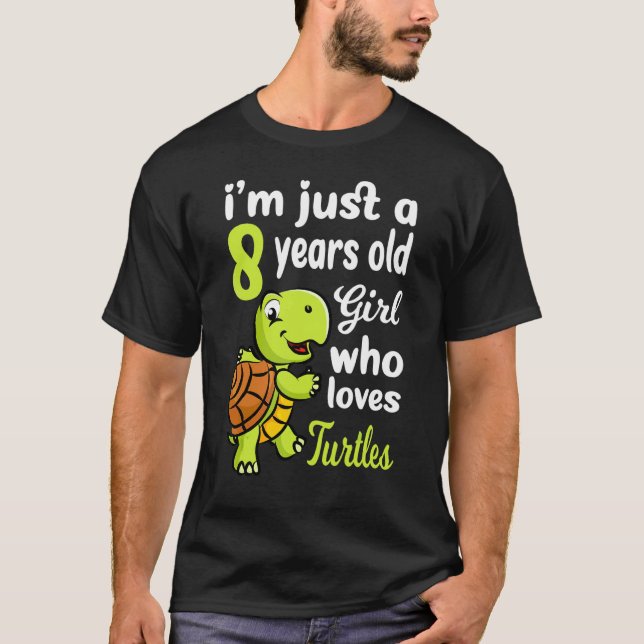 T-shirt 8e anniversaire aime sa tortue (Devant)