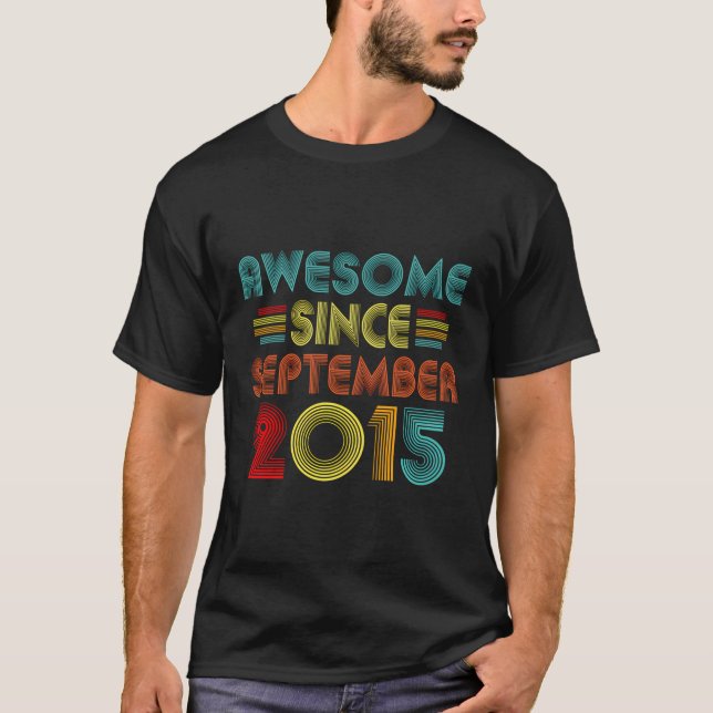 T-shirt 8E Anniversaire Awesome Depuis Septembre 2015 Retr (Devant)