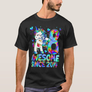 T-shirt 8e anniversaire Colorful Tie Dye 8 ans Unicorn G