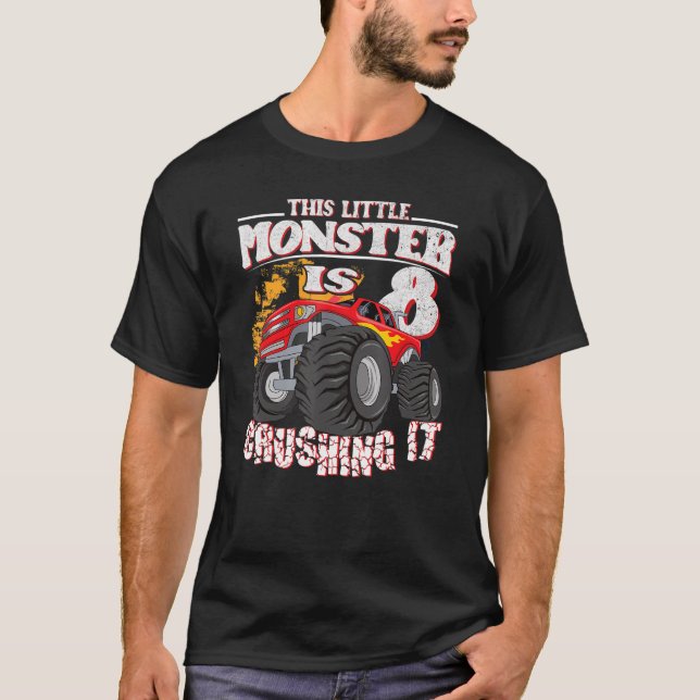T-shirt 8e anniversaire Enfants Ce petit monstre Camion (Devant)