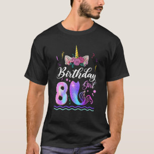 T-shirt 8e anniversaire fille Unicorn Mermaid Queue 8 ans