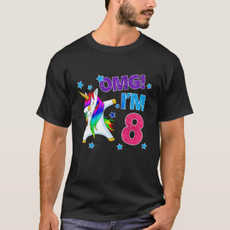 T-shirt 8E Anniversaire Filles OMG! J'ai 8 ans Dabbing Un