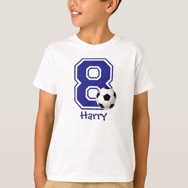T-shirt 8e anniversaire garçon soccer personnalisé (Devant)