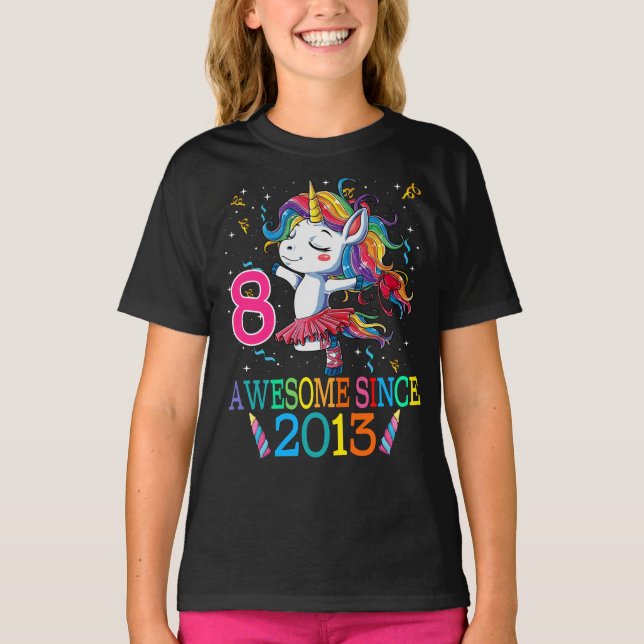 T-shirt 8e anniversaire Unicorn stupéfiant depuis 2013 (Devant)