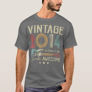 T-shirt 8e Birthday Womens Mens Vintage Awesome 2014 Guit
