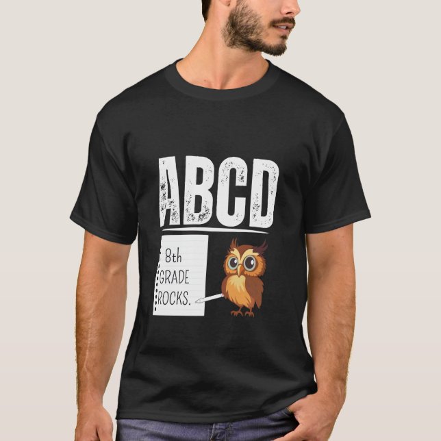 T-shirt 8e GRADE ROCKS Crayon ABCD Enseignant Retour à l'é (Devant)