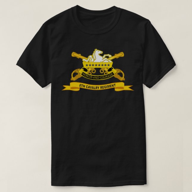 T-shirt 8e régiment de cavalerie avec Br Ribbon (Design devant)