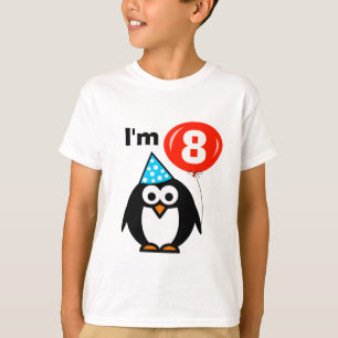 T-shirt 8ème pingouin de la chemise   d'anniversaire