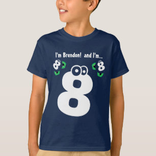 T-shirt 8ème VERT numéro 2 d'amusement d'anniversaire de
