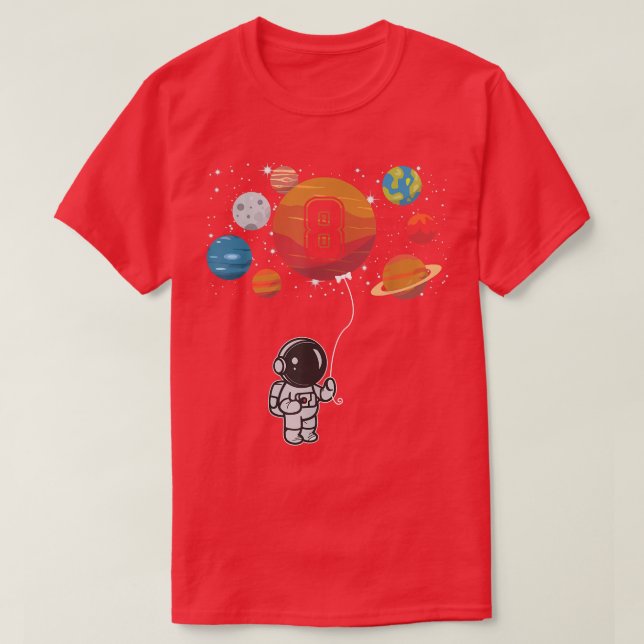 T-shirt 8th Birthday Astronaut Lover Planet 8 Years Old Gi (Design devant)