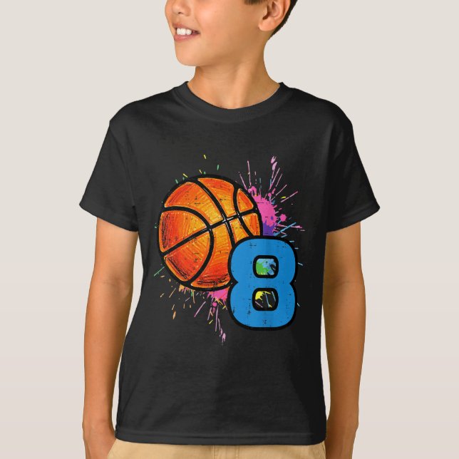 T-shirt 8th Birthday Basketball 8 Year Old Bday Srts Boys  (Devant)