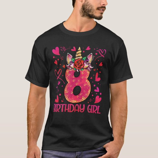 T-shirt 8th Birthday Girl Shirt 8 Year Old Girl Birthday G (Devant)