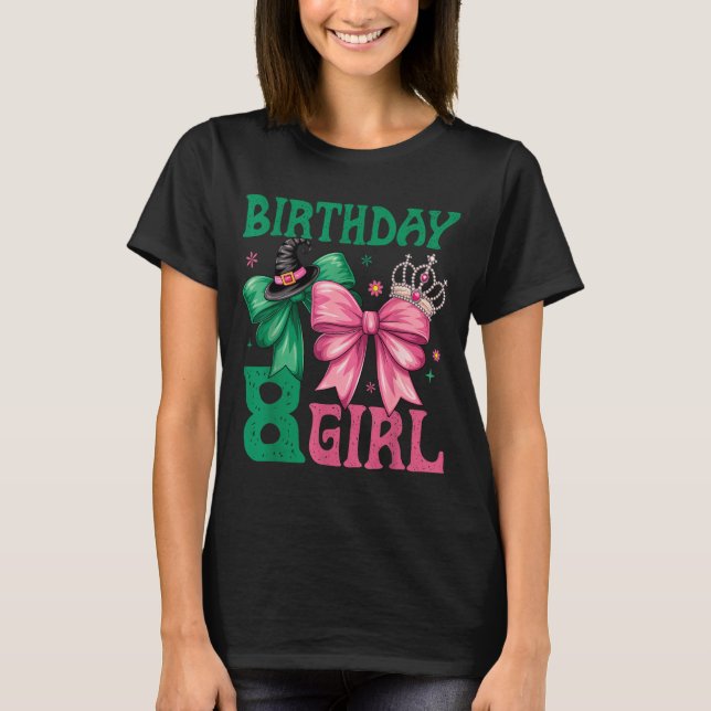 T-shirt 8th Birthday Girl Witch Nk Green 8 Year Old Birthd (Devant)