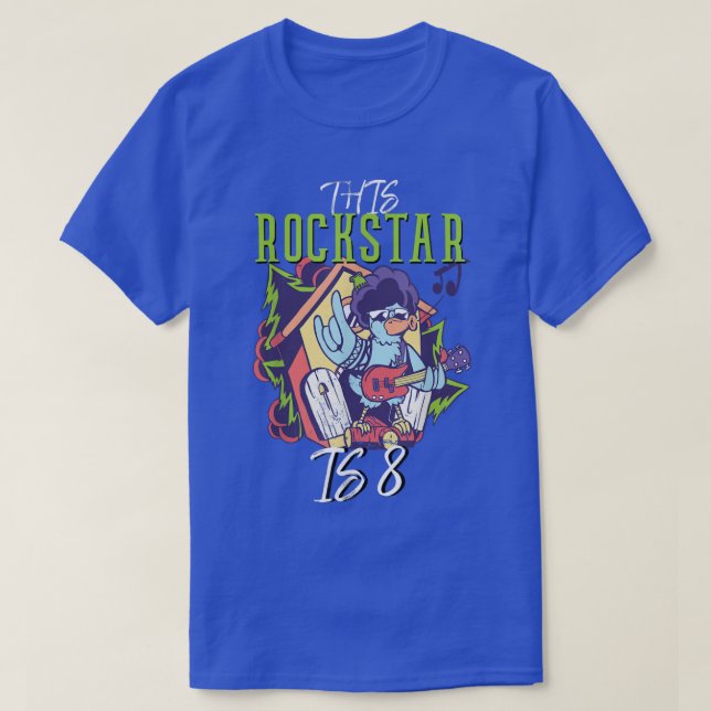 T-shirt 8th Birthday The Birthday Boys Rockstar Guitar  (Design devant)