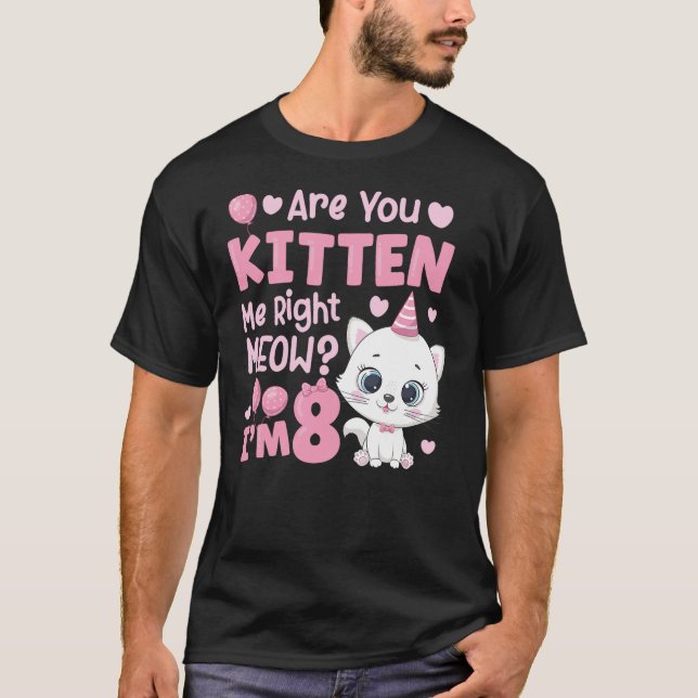 T-shirt 8th Cat Birthday Party Eight Year Old Girl Kitty B (Devant)