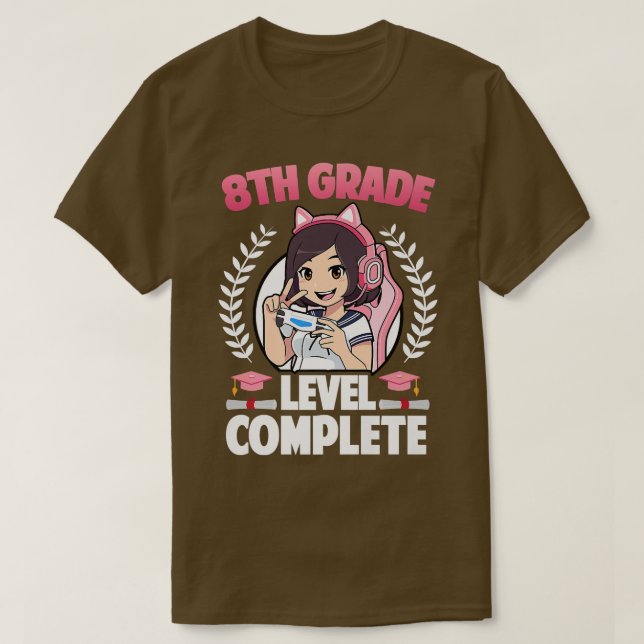 T-shirt 8th Grade Level Complete Graduation 2022 Anime Gam (Design devant)