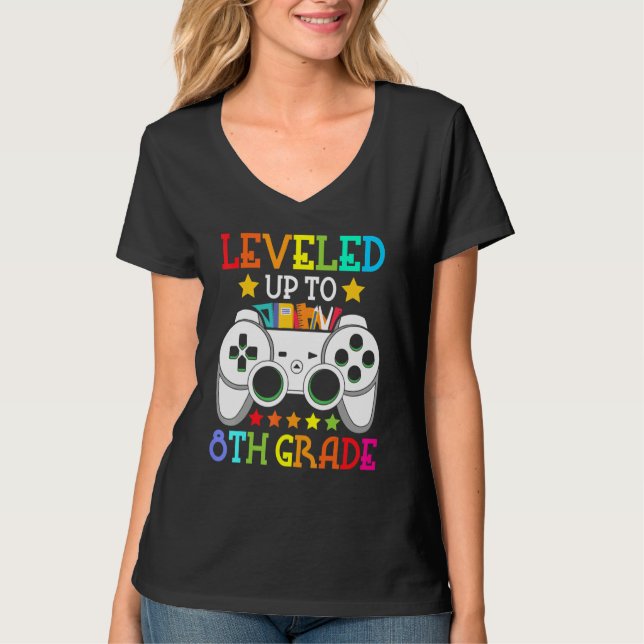 T-shirt 8th Grade Level Unlocked Video Game Back To School (Devant)