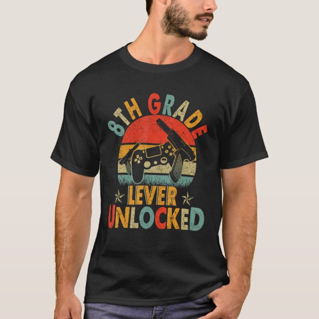 T-shirt 8th Grade Level Unlocked Video Gamers back to scho (Devant)
