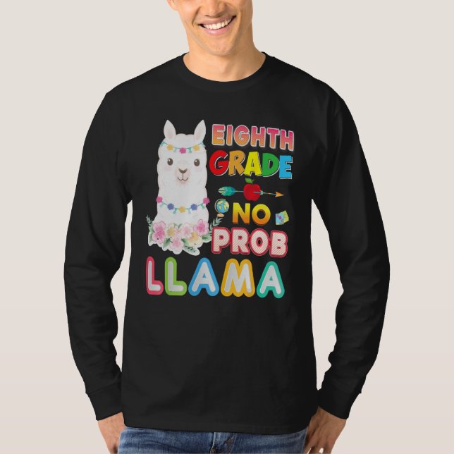 T-shirt 8th Grade No Prob Llama Back To School Eighth Kid  (Devant)
