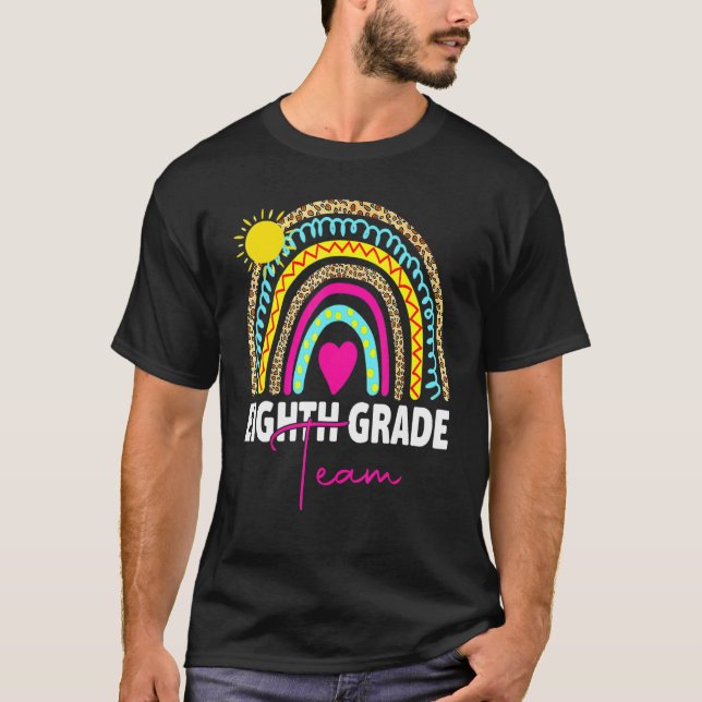 T-shirt 8th Grade Teacher Rainbow Back To School Hello Eig (Devant)