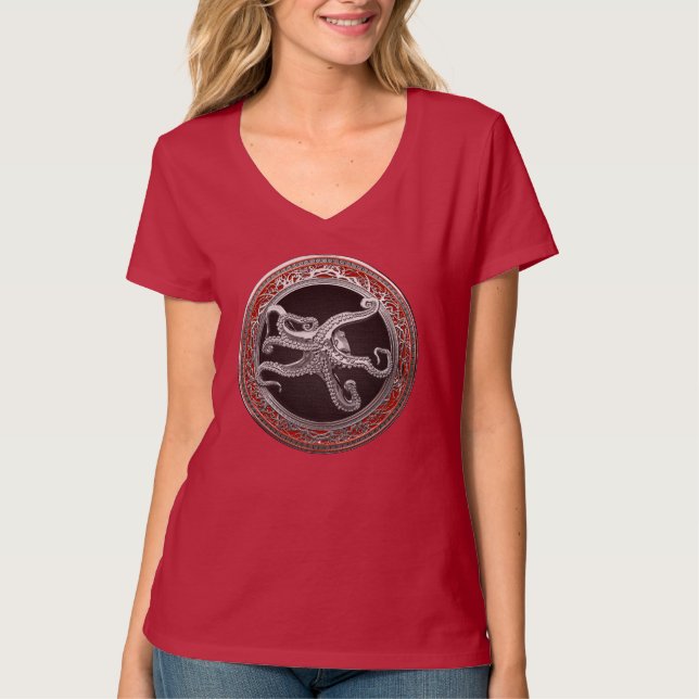 T-shirt [900] Sacred Silver Octopus dans Posture défensive (Devant)