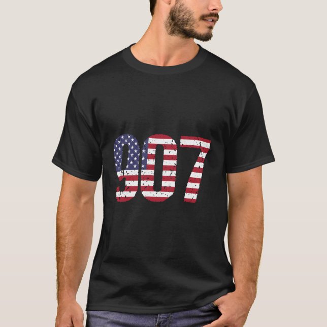 T-shirt 907 Alaska Area Code (Devant)