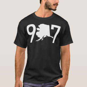 T-shirt 907 Alaska Phone Area Code Map Silhouette