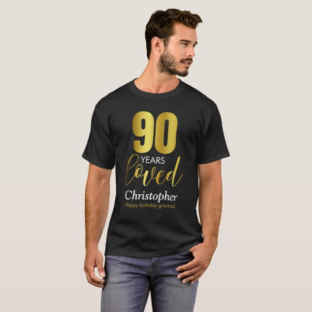 T-shirt 90 ans aimés 90e anniversaire (Devant entier)