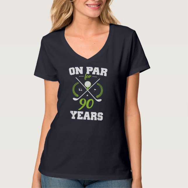 T-shirt 90 ans Joyeux 90e anniversaire pour les golfeurs (Devant)