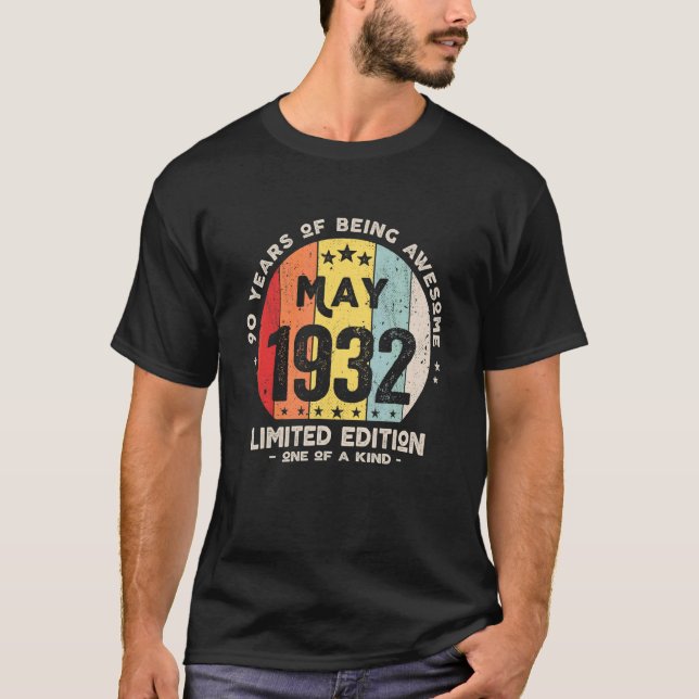 T-shirt 90 Ans Mai 1932 90e Anniversaire (Devant)