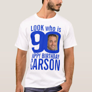T-shirt 90e anniversaire bleu look 90 personnalisation pho