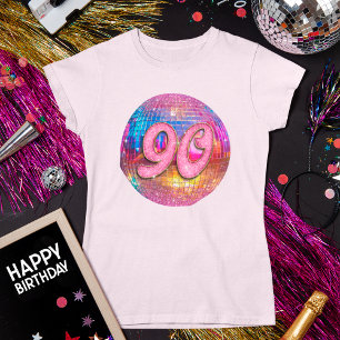 T-shirt 90e anniversaire Gold Pink Parties scintillant Dis