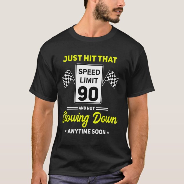 T-shirt 90e Anniversaire Limite de vitesse Signal 90 mi/h  (Devant)