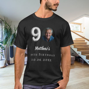 T-shirt 90e anniversaire noir argent photo