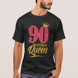 T-shirt 90e Anniversaire Reine 90 Ans Fille Couronne rose