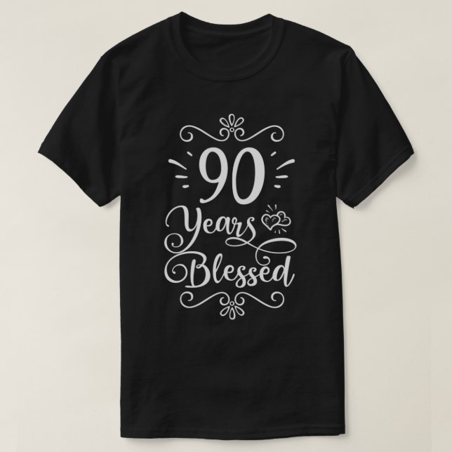 T-shirt 90e jour de Birthday 90 Years Blessed Religious Jé (Design devant)