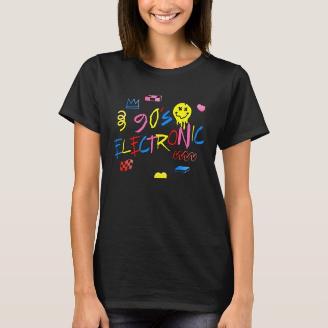 T-shirt 90s Electronic Dance House Techno Trance Retro Mus (Devant)