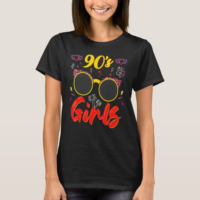 T-shirt 90s Filles Retro 90s Fashion Empreinte de léopard  (Devant)