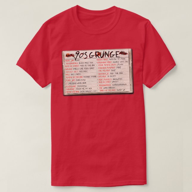 T-shirt 90s Grunge Rock Tape Cassette (Design devant)
