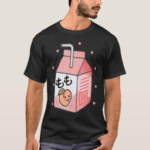 T-shirt 90s Japonais Otaku Aesthétique Peach Juice Box Cut