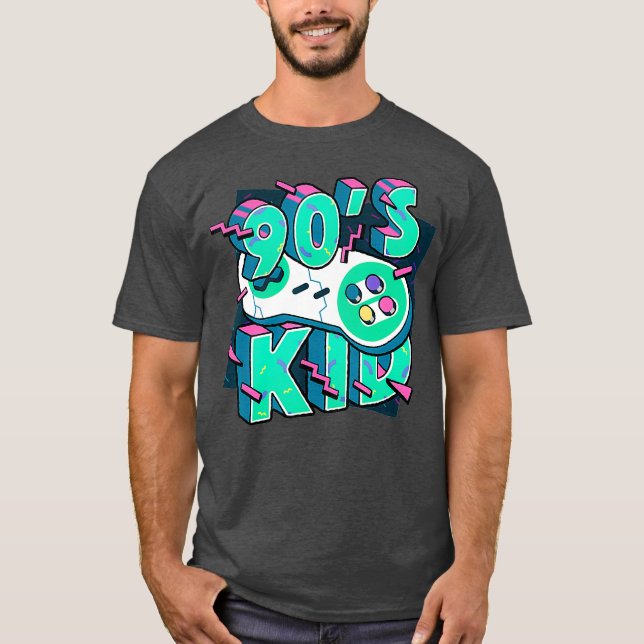 T-shirt 90s Kid Funny Retro Style Video Gaming Graphic (Devant)