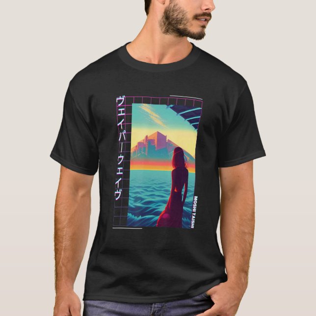T-shirt 90's Retro Synthwave Japanese Vaporwave Art Otaku  (Devant)