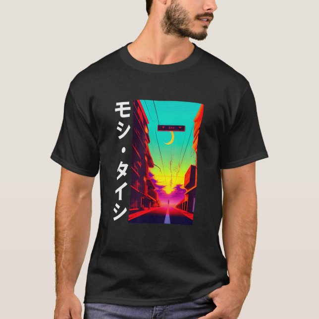 T-shirt 90's Retro Synthwave Japonais Vaporwave Otaku Aest (Devant)