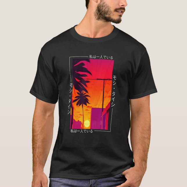 T-shirt 90's Retro Synthwave Japonais Vaporwave Otaku Aest (Devant)