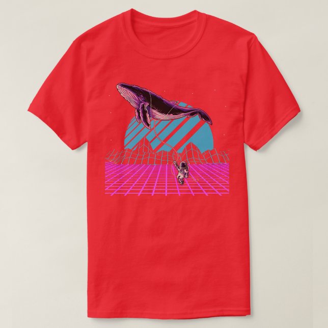T-shirt 90s Synthwave de l'art Astronomie spatiale Baleine (Design devant)