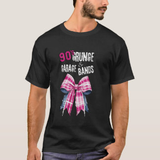 T-shirt 90s t, Grunge & Garage Bandes-Pink Plaid Bow Vint