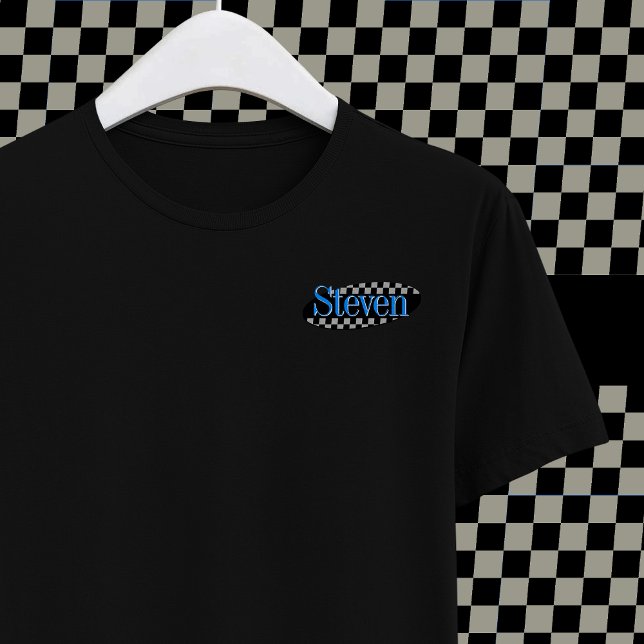 T-shirt 90s TV Comedy Black Blue Oval Votre nom Logo (Créateur téléchargé)